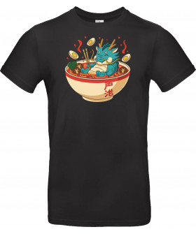 Футболка Чорний з принтом «Cozy Dragon Ramen Bath»