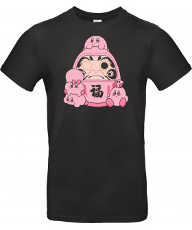 Футболка Сірий з принтом «Pink Daruma Doll of Fortune»