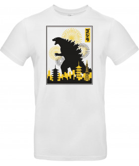 Футболка Білий з принтом «Kaiju Sunset - Kaiju Tokyo Skyline Mashup»
