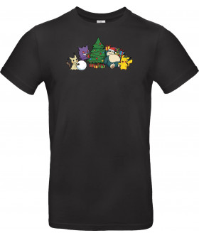 Футболка Чорний з принтом «Pocket Holiday Gathering - Mouse, Ghost, and Relax Christmas Party»