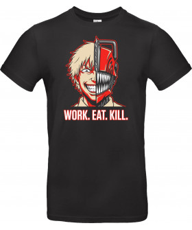 Футболка Чорний з принтом «Work. Eat. Kill»