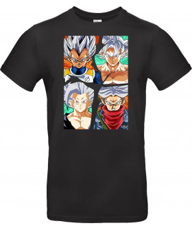 Унісекс темно-синя футболка з аніме-принтом «the four saiyan god»