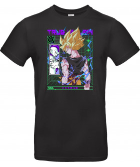 Унісекс темно-синя футболка з аніме-принтом «super saiyan streetwear»