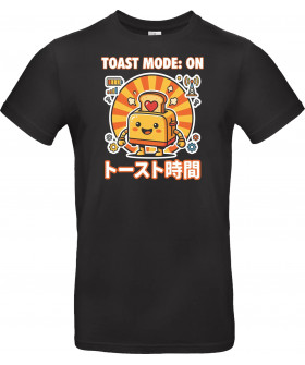 Унісекс темно-синя футболка з аніме-принтом «Toast Mode: On Kawaii Toaster Robot Retro Japanese Graphic»