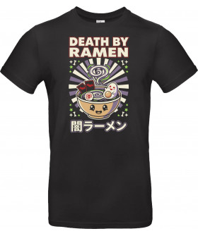 Футболка Темно-синій з принтом «Death by Ramen»