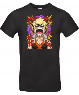 Футболка Чорний з принтом «Explosive Rage Katsuki Bakugo Academia Anime Graphic»