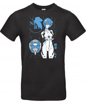 Футболка Чорний з принтом «Rei Ayanami - Evangelion»