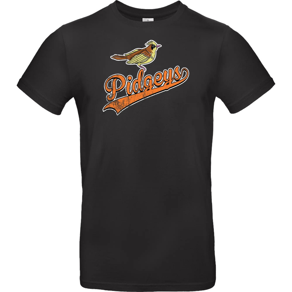 Унісекс сіра футболка з аніме-принтом «Pidgeys Team - Pocket Baseball Vintage»
