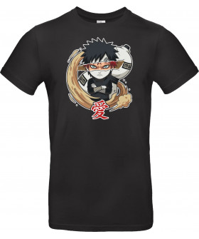 Футболка Чорний з принтом «Chibi Gaara Sand Defense - Distorted Gaze Anime Tee Design»