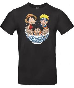 Футболка Чорний з принтом «pirate, Shinobi, Goku Ramen Crossover»