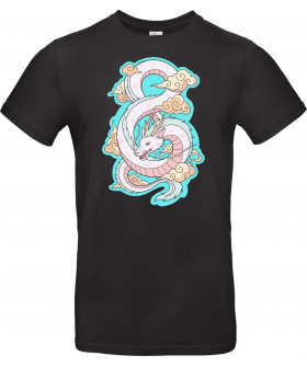 Футболка Чорний з принтом «Title: Ethereal Pastel Spirit Dragon & Clouds»