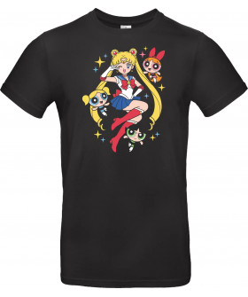Футболка Чорний з принтом «Magical Girl Power: 90s Anime & Cartoon Mashup Graphic»
