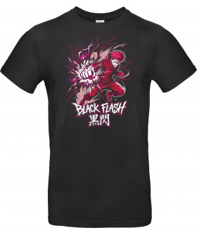 Футболка Чорний з принтом «Black Flash: Cursed Energy Strike Anime Graphic»