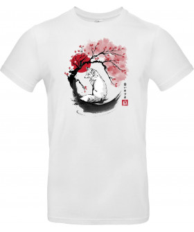 Футболка Білий з принтом «White kitsune sumi e»