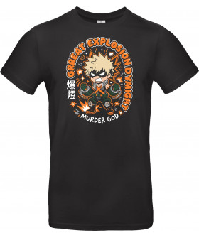 Футболка Чорний з принтом «Great Explosion Murder God: Chibi Bakugo»