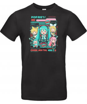 Футболка Темно-синій з принтом «Vocaloid Chibi Party: Pop Rhythm»
