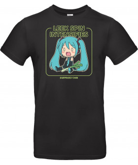 Футболка Чорний з принтом «Leek Spin Intensifies: Miku Chibi»