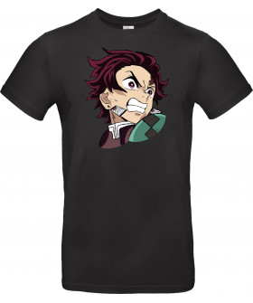 Унісекс темно-синя футболка з аніме-принтом «Tanjiro Kamado- Kimetsu no Yaiba fanart»
