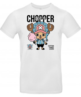 Унісекс біла футболка з аніме-принтом «Cotton Candy Lover: Kawaii Chopper Graphic»
