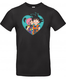 Футболка Чорний з принтом «Saiyan Sweethearts: The First Kiss»