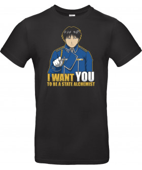 Футболка Чорний з принтом «Roy Mustang - Werde ein Staatsalchemist!»