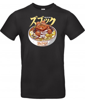 Футболка Сірий з принтом «Char Z'Gok Meeresfrüchte-Ramen – Lustige Mecha-Parodie»