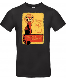 Футболка Сірий з принтом «Roter Panda Vintage Französisches Poster Art Nouveau Oriental»