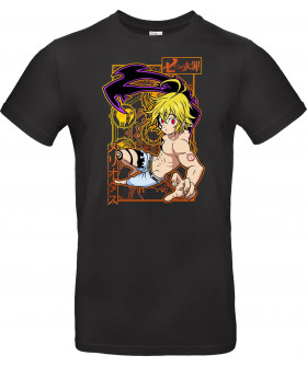 Футболка Сірий з принтом «Meliodas Shadow Form»