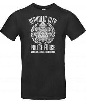 Футболка Сірий з принтом «Elite Polizei Abzeichen Vintage Metall Emblem Geek»