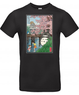 Футболка Білий з принтом «Castles and cherry blossoms with my neighbor»