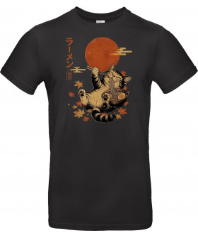 Футболка Чорний з принтом «Japanische Ramen Katze Ukiyoe Vintage Kunst»