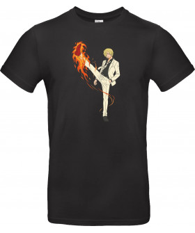 Футболка Чорний з принтом «Fiery Kick Gentleman»