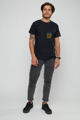 Футболка чоловіча чорна "Я ляжу, але воно не заїде в Україну"