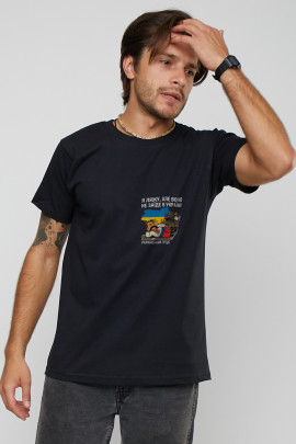 Футболка чоловіча чорна "Я ляжу, але воно не заїде в Україну"