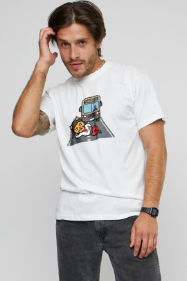 Футболка чоловіча біла"Я ляжу, але воно не заїде в Україну"