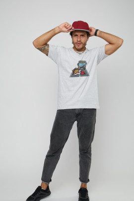 Футболка чоловіча сіра "Я ляжу, але воно не заїде в Україну"