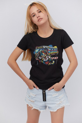 Футболка жіноча чорна "Я ляжу, але воно не заїде в Україну"