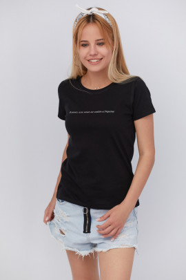 Футболка жіноча чорна "Я ляжу, але воно не заїде в Україну"