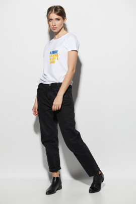 Футболка  жіноча біла "Я ляжу, але воно не заїде в Україну"