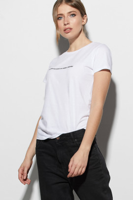 Футболка  жіноча біла "Я ляжу, але воно не заїде в Україну"