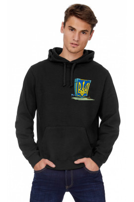 Худі чоловіча YAPPI чорна патріотична з флісом