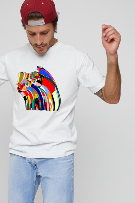 Футболка чоловіча з принтом біла YAPPI