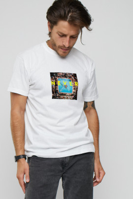 Футболка чоловіча з принтом біла YAPPI