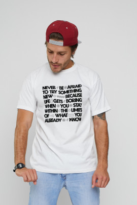 Футболка чоловіча з принтом біла YAPPI