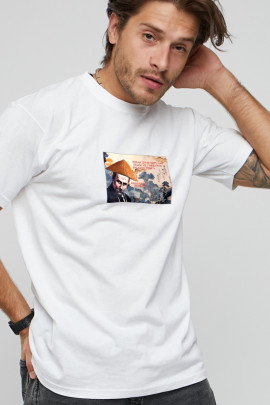 Футболка чоловіча з принтом біла YAPPI