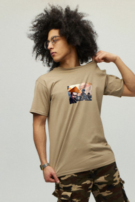 Футболка чоловіча хакі з принтом YAPPI