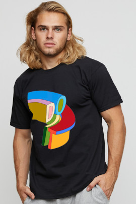 Футболка чоловіча basic чорна з принтом YAPPI