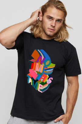 Футболка чоловіча basic чорна з принтом YAPPI