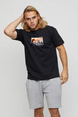 Футболка чоловіча basic чорна з принтом YAPPI