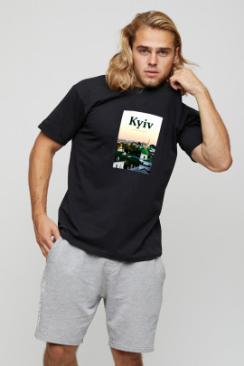 Футболка чоловіча basic чорна з принтом YAPPI